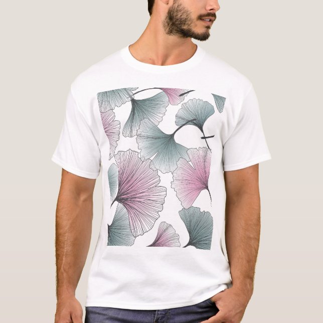 T-shirt Gingko biloba dessiné à la main. (Devant)