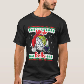 T-shirt Gingle Bells Gin Tonic Glass Santa Ugly