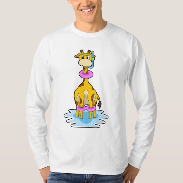 T-shirt Girafe à la natation avec anneau de natation (Devant)