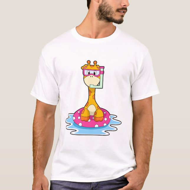 T-shirt Girafe à la natation avec tuba (Devant)
