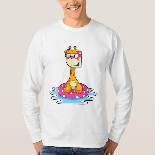 T-shirt Girafe à la natation avec tuba (Devant)