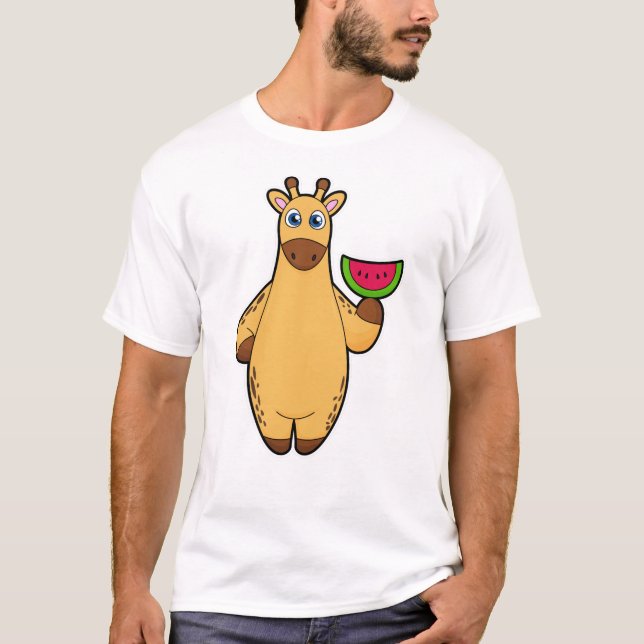 T-shirt Girafe à Manger avec de la pastèque (Devant)