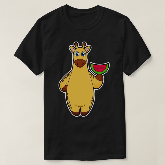 T-shirt Girafe à Manger avec de la pastèque (Design devant)