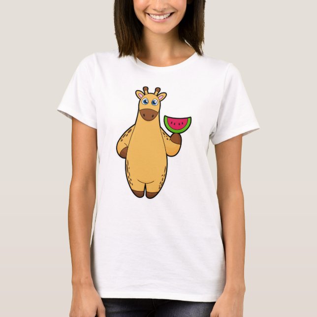 T-shirt Girafe à Manger avec de la pastèque (Devant)