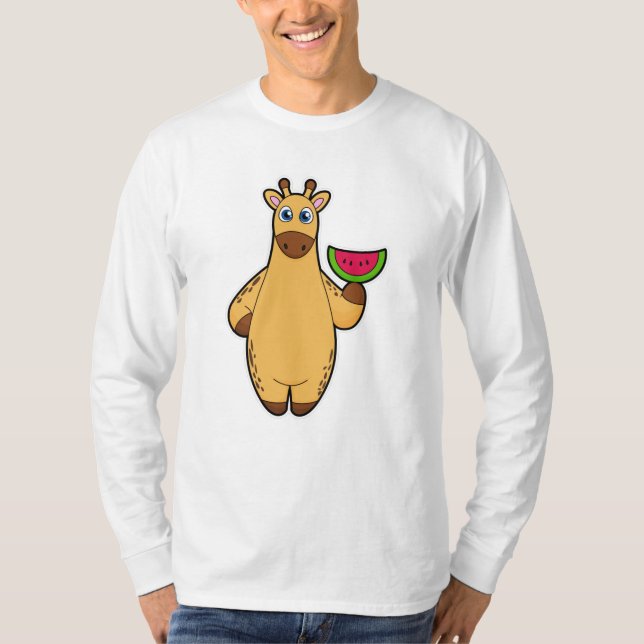 T-shirt Girafe à Manger avec de la pastèque (Devant)