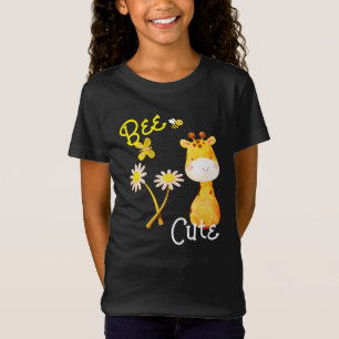 T-Shirt Girafe abeille mignonne Filles noir