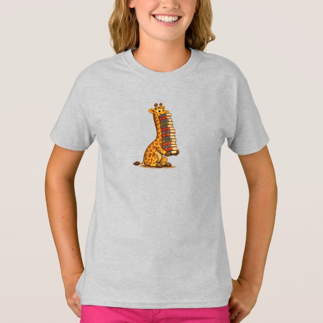 T-shirt Girafe amatrice de livres (Devant)