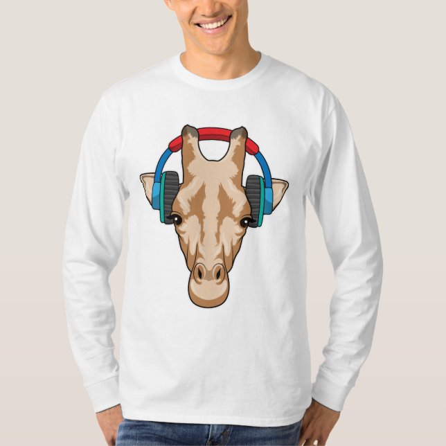 T-shirt Girafe at Music with Headphone (Devant)