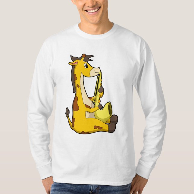T-shirt Girafe at Music with Saxophone.PNG (Devant)