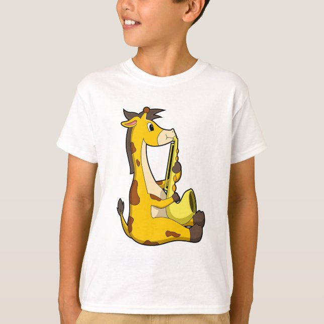T-shirt Girafe at Music with Saxophone.PNG (Devant)