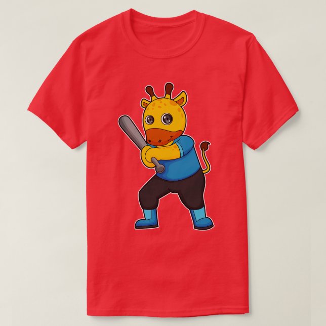 T-shirt Girafe au baseball avec batte de baseball (Design devant)