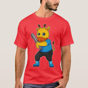 T-shirt Girafe au baseball avec batte de baseball
