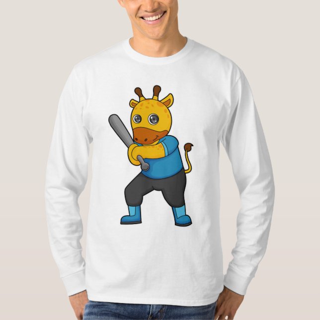T-shirt Girafe au baseball avec batte de baseball (Devant)
