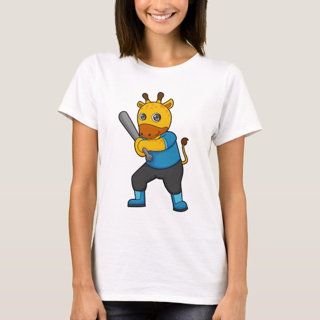 T-shirt Girafe au baseball avec batte de baseball (Devant)