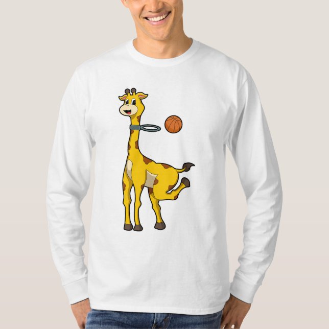 T-shirt Girafe au basket-ball avec cerceau de basket-ball (Devant)