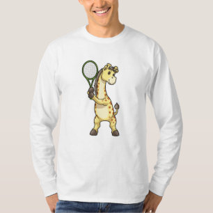 T-shirt Girafe au Tennis avec raquette de tennis