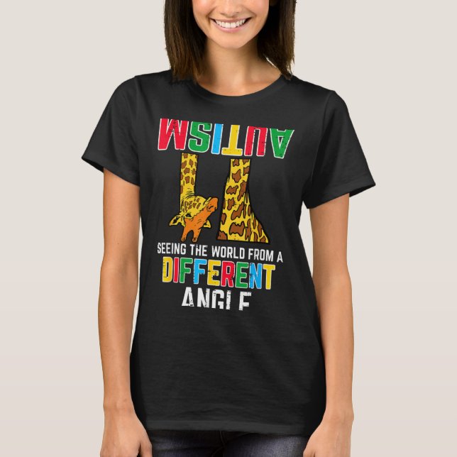 T-shirt Girafe Autisme Voir le Monde sous un Angle Différe (Devant)