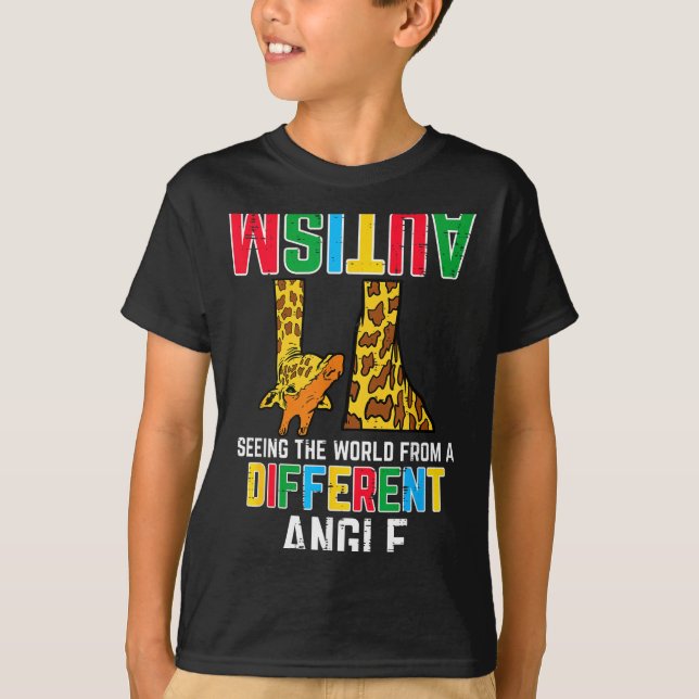 T-shirt Girafe Autisme Voir le Monde sous un Angle Différe (Devant)