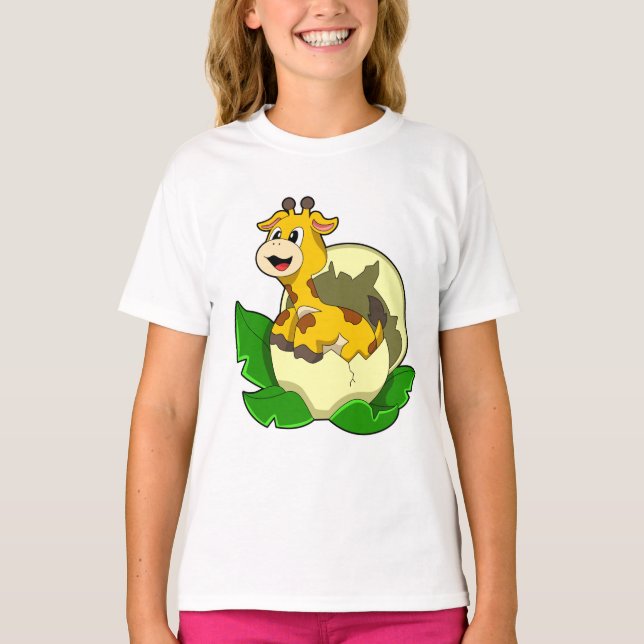 T-shirt Girafe aux feuilles et oeufs (Devant)