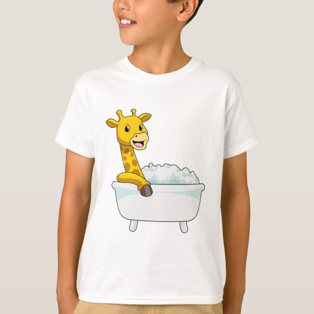 T-shirt Girafe avec baignoire avec mousse (Devant)