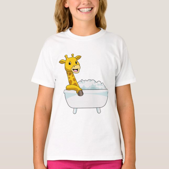 T-shirt Girafe avec baignoire avec mousse (Devant)
