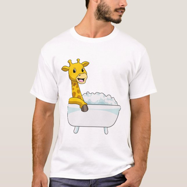 T-shirt Girafe avec baignoire avec mousse (Devant)