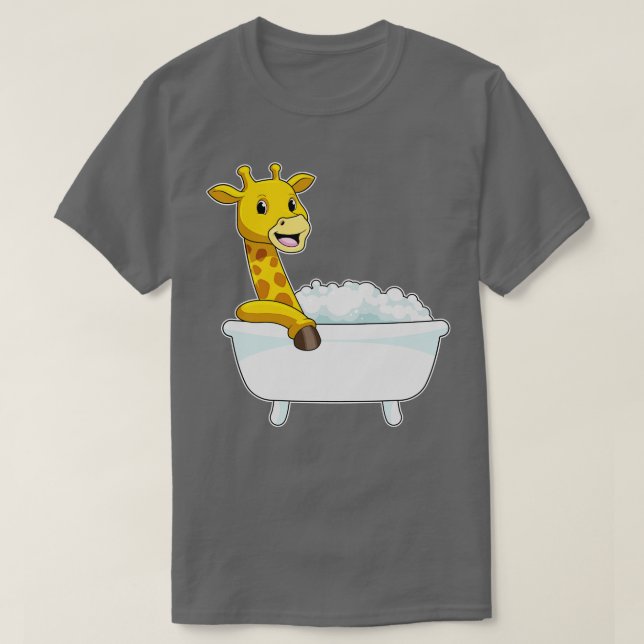 T-shirt Girafe Avec Baignoire En Mousse (Design devant)