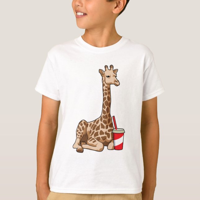 T-shirt Girafe avec boisson (Devant)