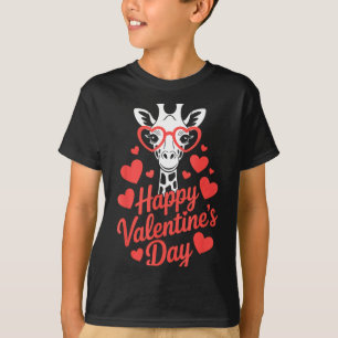 T-shirt Girafe avec cœur de gles célébration de l'amour de