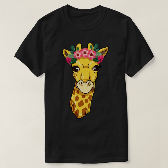 T-shirt Girafe avec couronne de fleurs (Design devant)