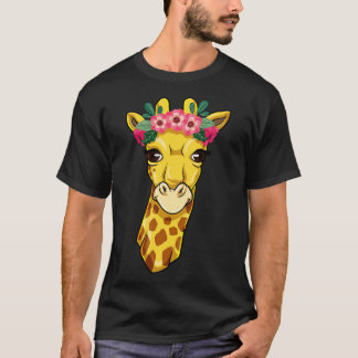 T-shirt Girafe avec couronne de fleurs