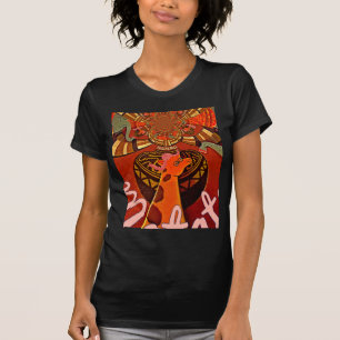 T-shirt Girafe avec deux queues de ponytail art