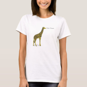 T-shirt Girafe avec le long cou indiquant "la gorge