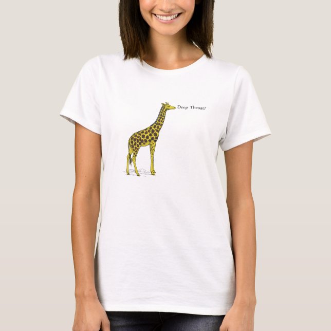 T-shirt Girafe avec le long cou indiquant "la gorge (Devant)