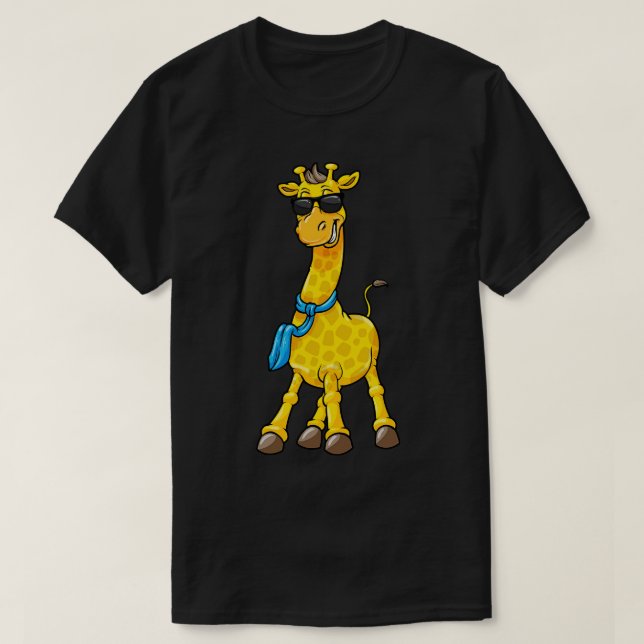 T-shirt Girafe avec lunettes de soleil et Écharpe (Design devant)