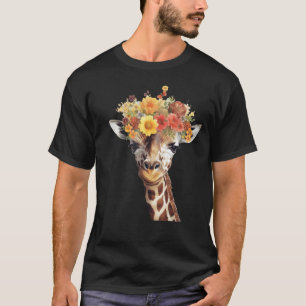 T-shirt girafe d'amour girafe Femme girafe avec Fleurs