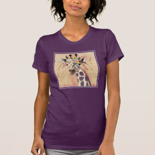 T-shirt Girafe de Klimt   orné en fleurs