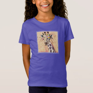 T-Shirt Girafe de Klimt   orné en fleurs