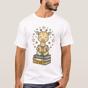 T-shirt Girafe de lecture mignonne chemise vintage amoureu