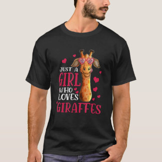 T-shirt Girafe de zoo Juste une fille qui aime les girafe