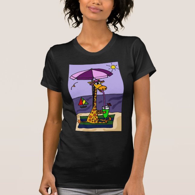 T-shirt Girafe drôle à la plage (Devant)