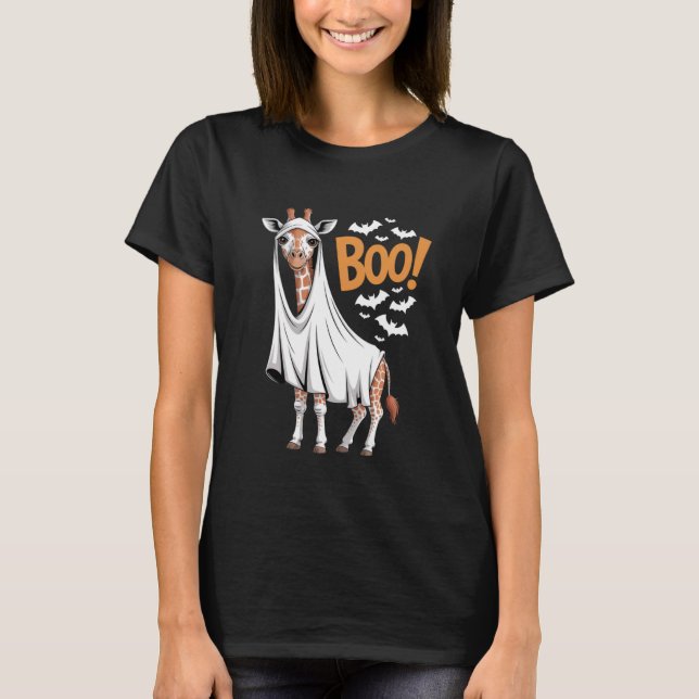 T-shirt Girafe drôle Boo Fantôme Halloween Mignon Animal (Devant)