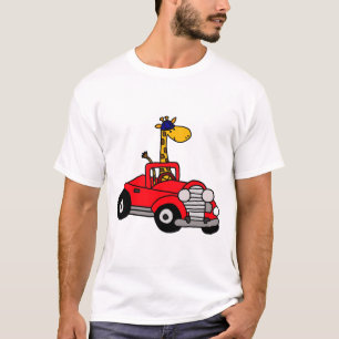 T-shirt Girafe drôle fraîche conduisant la voiture