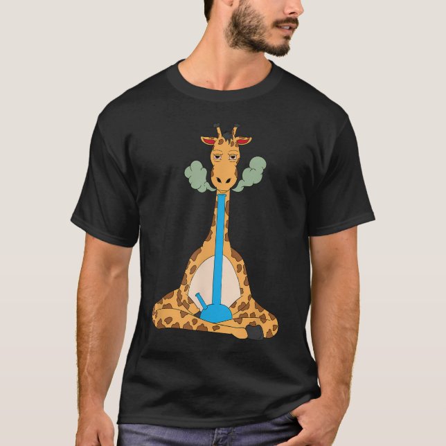T-shirt Girafe drôle fumant un bong (Devant)