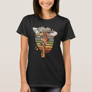 T-shirt Girafe Drôle Vintage Animal Grand Cheval Girafe Mi