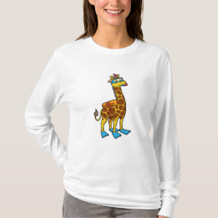T-shirt Girafe en plongeur avec lunettes de natation et pa