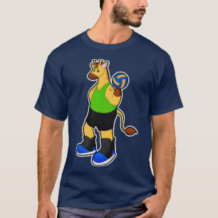 T-shirt Girafe en tant que joueur de volleyball avec volle