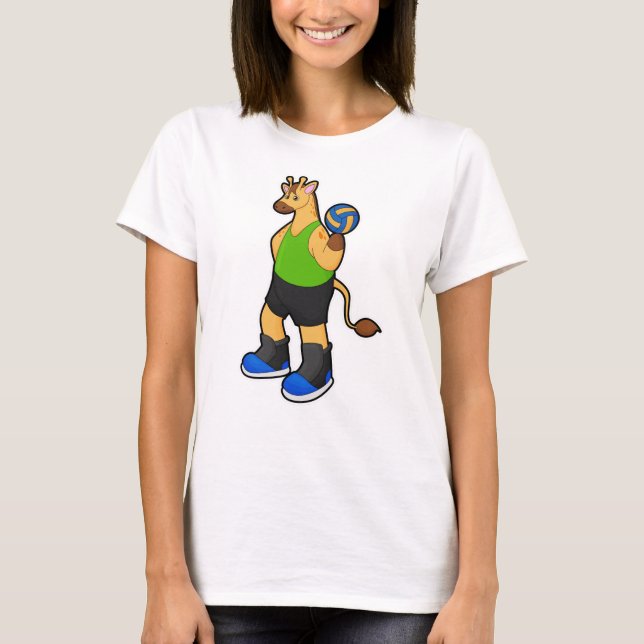 T-shirt Girafe en tant que joueur de volleyball avec volle (Devant)