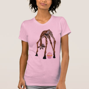T-shirt Girafe et petit gâteau lunatiques drôles