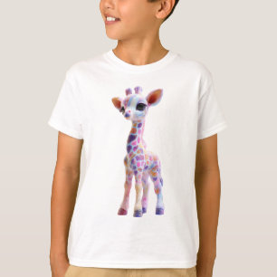 T-shirt Girafe fantaisie tachetée arc-en-ciel pastel pour